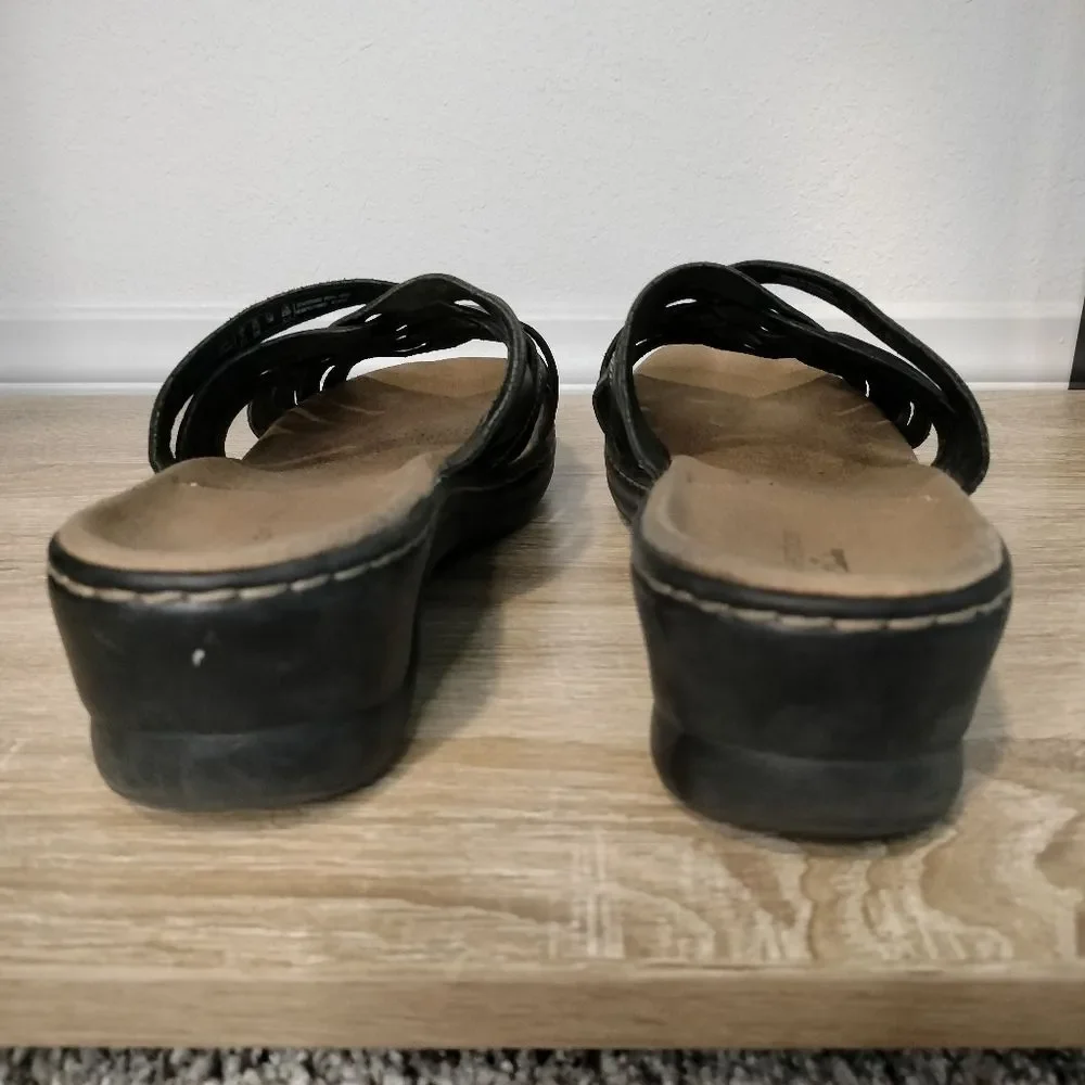 Clarks Black Women's Collection Lexi Selina Slide Leather Sandals Sz 7.5